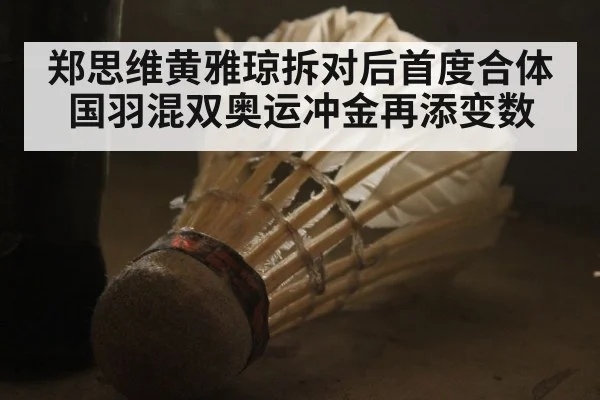 郑思维黄雅琼拆对后首度合体 国羽混双奥运冲金再添变数